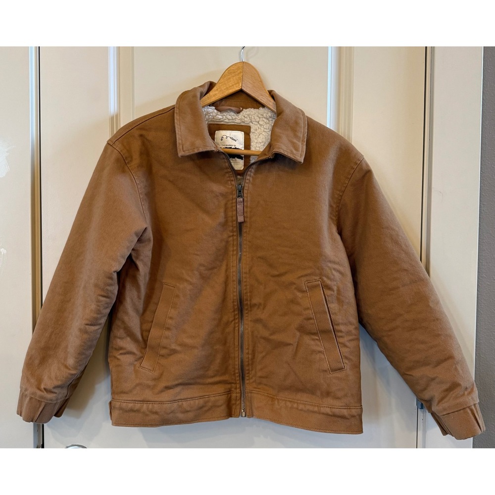 Art Class Kids Brown Canvas Sherpa Lined Workwear Warm Jacket Size L 10/12